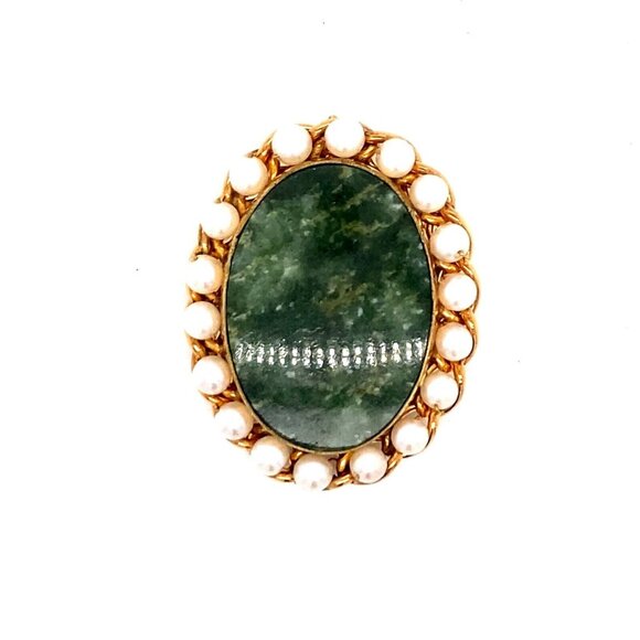 VTG Estate BB 1/20th 12K Gold Fill, Pearl & Gemstone Oval Pendant Brooch! 21 - Picture 1 of 6